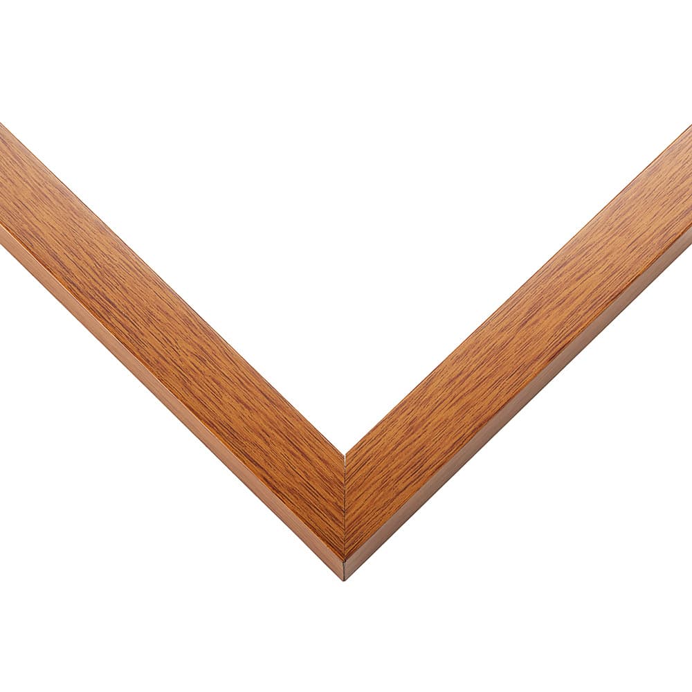 Warm Oak Shadow Box corner detail showing precision mitered joint with warm honey brown oak wood grain finish and 0.75 inch moulding width perfect for traditional natural wood shadowbox displays