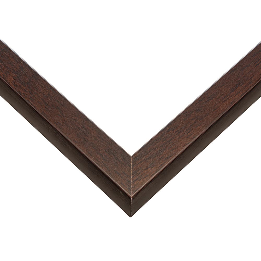 Brown Shadowb Shadowbox corner detail showing precision mitered joint with rich espresso brown wood finish and 0.75 inch moulding width perfect for contemporary collectible shadowbox displays