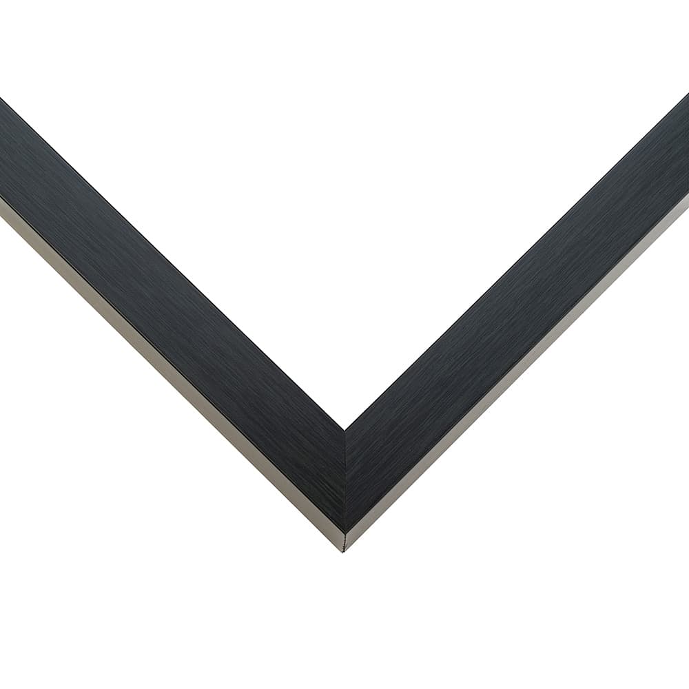 Charcoal Shado Shadowbox corner detail showing precision mitered joint with contemporary charcoal gray woodgrain finish and 0.75 inch moulding width perfect for modern sophisticated shadowbox displays