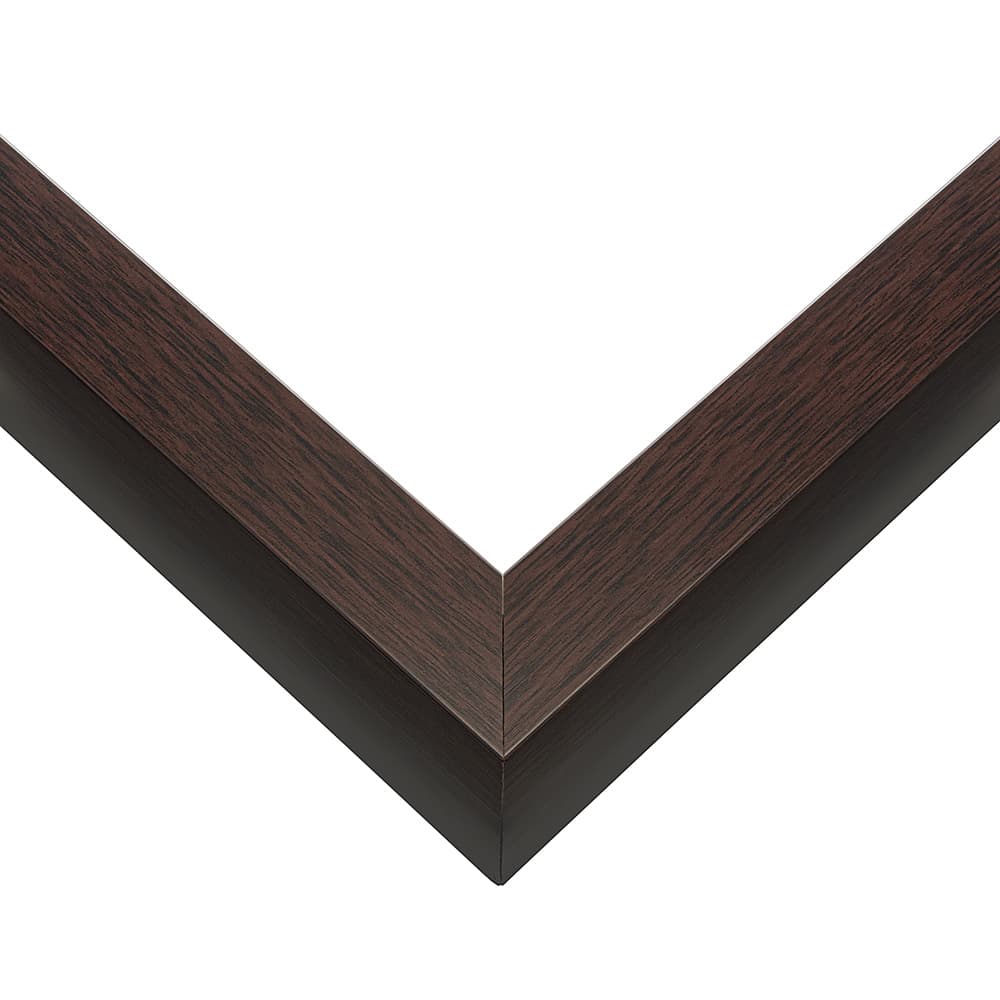 Deep Walnut Shadow Box corner detail showing precision mitered joint with rich brown wood finish and 1 inch moulding width with 2 inch usable depth perfect for professional deep shadowbox displays