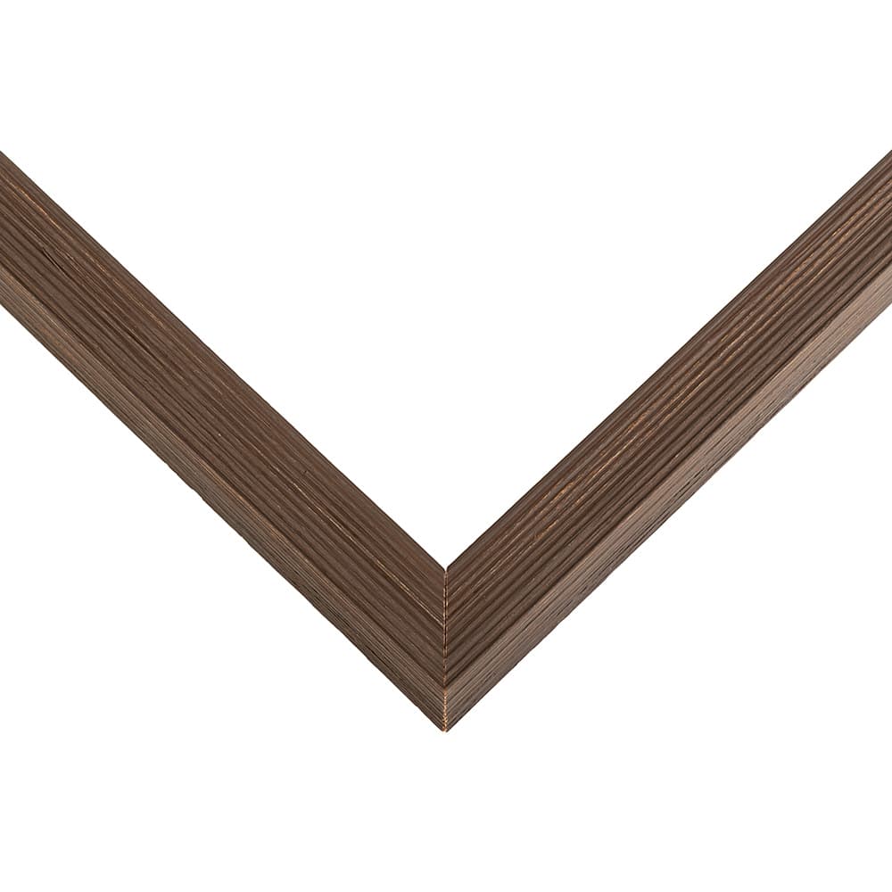 Charcoal Satin Deep Shadowbox corner detail showing precision mitered joint with ribbed wood texture and 1 inch moulding width with 1 inch usable depth perfect for modern contemporary shadowbox displays